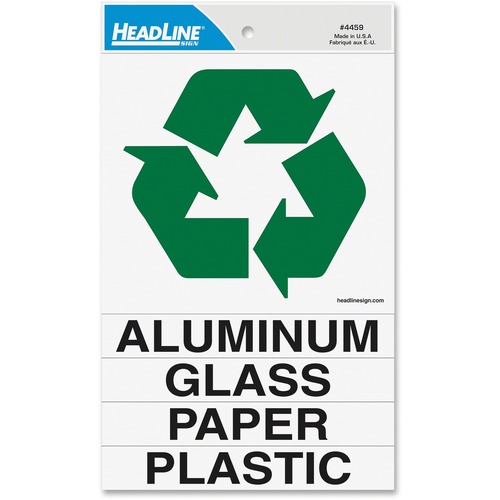 Headline U.S. Stamp & Sign Self-stick Recycle Decal Sign - 6" x 6" Length - Square - 1 Each