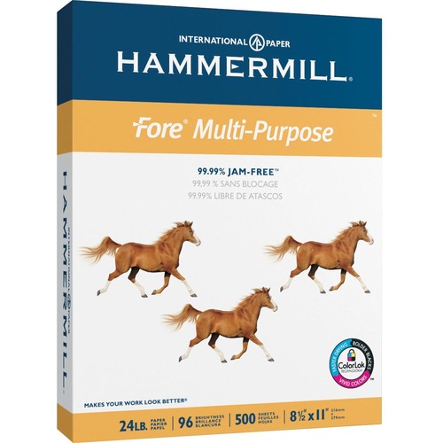 Hammermill Fore FORMP9612 Inkjet, Laser Copy & Multipurpose Paper - White - 96 Brightness - 90% Opacity - Letter - 8 1/2" x 11 11/16" - 24 lb Basis Weight - Smooth - 500 / Pack - Copy & Multi-use White Paper - HAM103283