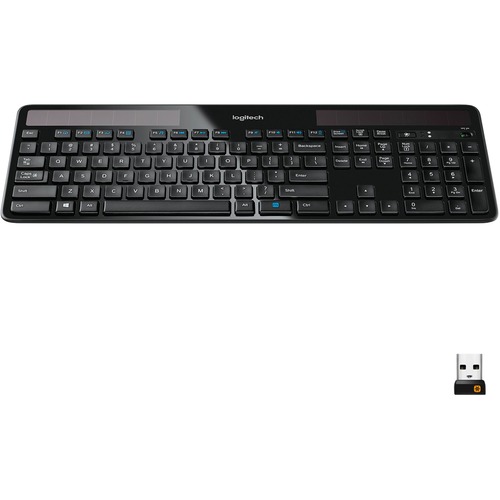 Logitech K750 Wireless Solar Keyboard for Windows, 2.4GHz Wireless with USB Unifying Receiver, Ultra-Thin, Compatible with PC, Laptop - Wireless Connectivity - RF - 33 ft - 2.40 GHz - USB Interface - English (Canada) - Computer - PC - Black