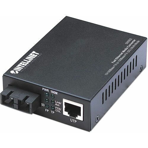 Intellinet Fast Ethernet Media Converter - 1 x Network (RJ-45) - 1 x SC Ports - DuplexSC Port - Multi-mode - 1310 nm Fiber - Fast Ethernet - 100Base-FX, 10/100Base-TX - 2 km - Power Adapter - Desktop, Wall Mountable, Rack-mountable