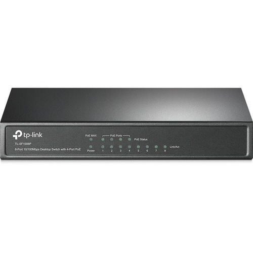 TP-LINK TL-SF1008P - 8-Port Fast Ethernet 10/100Mbps PoE Switch - 4 PoE Ports @57W - Desktop - Plug & Play - Sturdy Metal w/ Shielded Ports - Fanless - Unmanaged