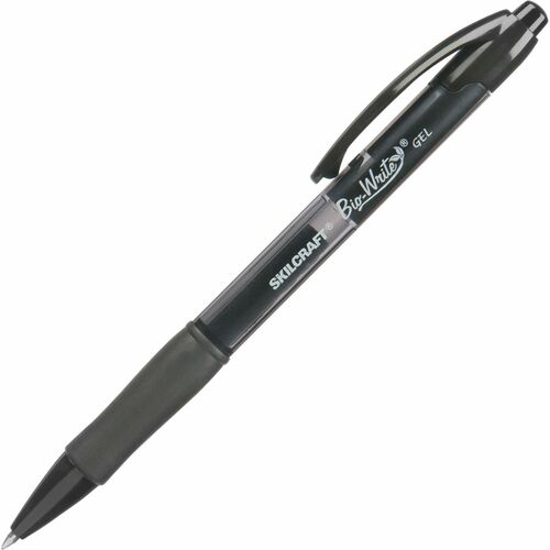 SKILCRAFT Bio-Write Medium Point Gel Pens - Medium Pen Point - 0.7 mm Pen Point Size - Refillable - Retractable - Black Gel-based Ink - Translucent Black Barrel - 1 Dozen