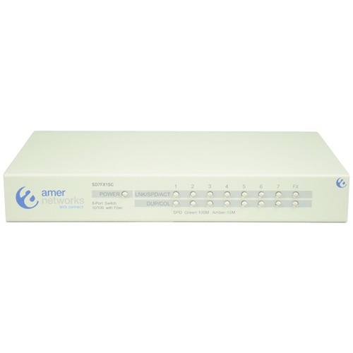 Amer SD7fx1sc Ethernet Switch - 8 Ports - Fast Ethernet - 10/100Base-TX, 100Base-FX - 2 Layer Supported - Lifetime Limited Warranty