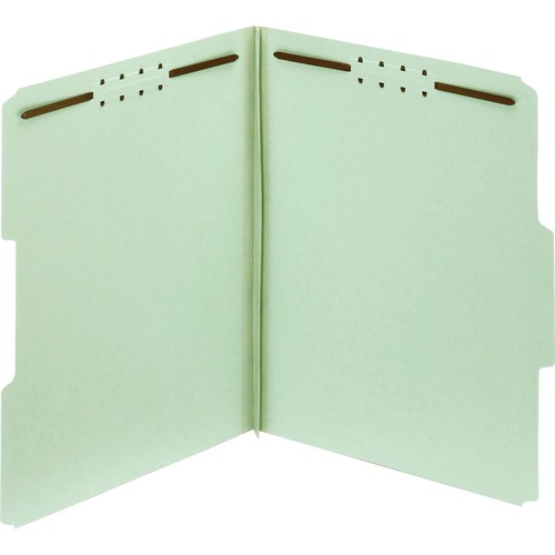 Pendaflex 1/3 Tab Cut Letter Recycled Fastener Folder - 8 1/2" x 11" - 2" Expansion - 2 Fastener(s) - 2" Fastener Capacity - Top Tab Location - Assorted Position Tab Position - Pressboard - Light Green - 100% Recycled - 25 / Box