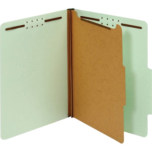 Pendaflex 2/5 Tab Cut Letter Recycled Classification Folder - 8 1/2" x 11" - 2" Expansion - 4 Fastener(s) - 2" Fastener Capacity - Top Tab Location - Right of Center Tab Position - 1 Divider(s) - Pressboard, Pressboard - Gray, Green - 100% Recycled - 10 /