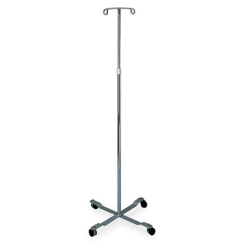 Medline Chrome Four Leg IV Poles - 2 Hooks - 85" Height - Steel - Chrome Plated - 1 Each
