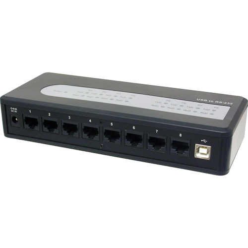 SIIG 8-port Serial Hub - External - USB - PC, Mac - 8 x Number of Network (RJ-45) Ports - 1 x Number of USB Ports
