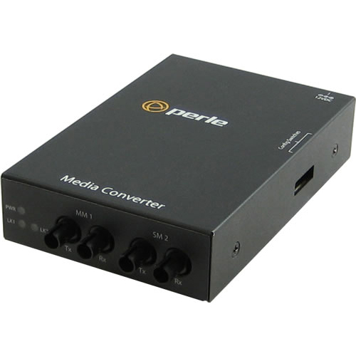 Perle S-1000MM-S2ST10 Media Converter - 2 x ST Ports - 1000Base-LH, 1000Base-LX, 1000Base-SX - 10 km - Rail-mountable, Rack-mountable, Wall Mountable