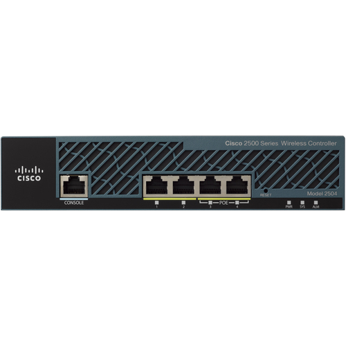 Cisco 2504 Wireless LAN Controller - 4 x Network (RJ-45) - Ethernet, Fast Ethernet, Gigabit Ethernet - Rack-mountable