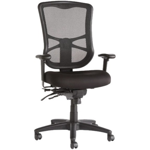 Alera Elusion Series Mesh High-Back Multifunction Chair, Black - Black Seat Color - Nylon, Fabric Seat Material - Black Back Color - High Back - 5-star Base - Armrest - 1 Each