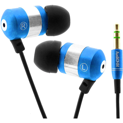 GOgroove Professional GG-AUDIOHM-BLUE Earphone - Stereo - Blue - Mini-phone (3.5mm) - Wired - 20 Hz 20 kHz - Gold Plated Connector - Earbud - Binaural - Open - 3.94 ft Cable