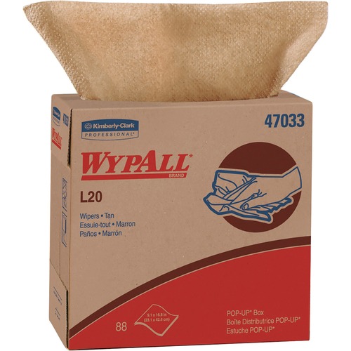 Wypall L20 Towels - Towel - 9.10" Width x 16.80" Length - 88 / Box - 880 / Carton - Natural, Tan