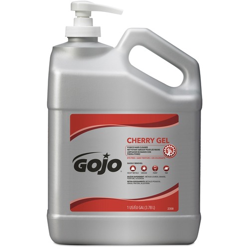 Gojo® Cherry Gel Pumice Hand Cleaner - Cherry ScentFor - 1 gal (3.8 L) - Pump Bottle Dispenser - Dirt Remover, Grease Remover, Oil Remover, Paint Remover, Tar Remover - Red - Heavy Duty, pH Balanced, Pleasant Scent - 1 Each
