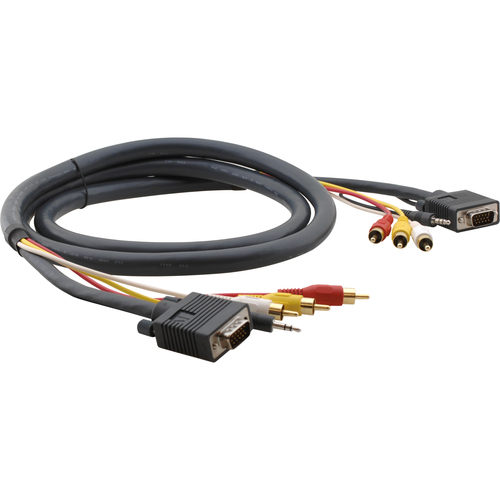 Kramer Hydra C-MH1/MH1-6 Audio/Video Cable - 6 ft A/V Cable for Audio/Video Device - First End: 1 x 15-pin HD-15 - Male, 1 x Mini-phone Stereo Audio - Male, 2 x RCA Stereo Audio - Male, 1 x Composite Video - Male - Second End: 1 x 15-pin HD-15 - Male, 1 x