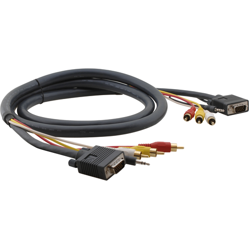 Kramer Hydra C-MH1/MH1-10 Audio/Video Cable - 10 ft A/V Cable for Audio/Video Device - First End: 1 x 15-pin HD-15 - Male, 1 x Mini-phone Stereo Audio - Male, 2 x RCA Stereo Audio - Male, 1 x Composite Video - Male - Second End: 1 x 15-pin HD-15 - Male, 1