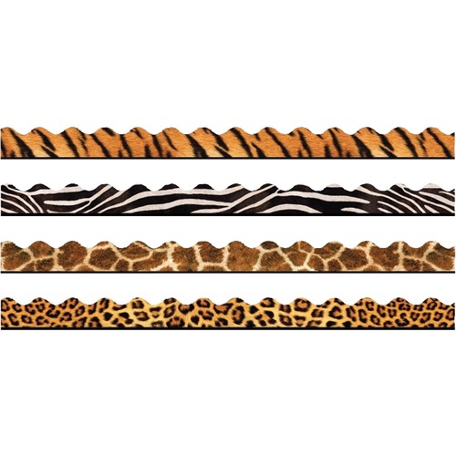 Trend Animal Prints Terrific Trimmers Variety Pack - Fun Theme/Subject - Leopard, Zebra, Giraffe, Tiger - Durable, Reusable - 1872" Length