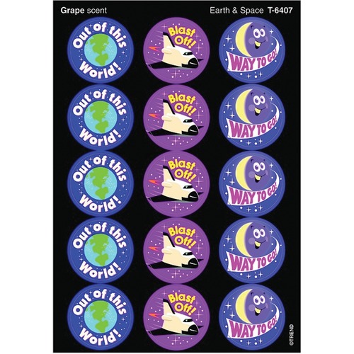 Trend Earth & Space - Grape - Encouragement, Fun Theme/Subject - Self-adhesive - Acid-free, Photo-safe, Non-toxic - 60 - Stickers - TEPT6407