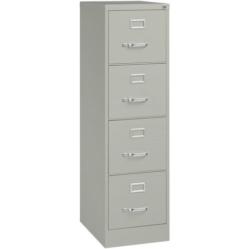 Lorell Fortress Series 22" Commercial-Grade Vertical File Cabinet - 15" x 22" x 52" - 4 x Drawer(s) for File - Letter - Lockable, Ball-bearing Suspension - Light Gray - Steel - Recycled