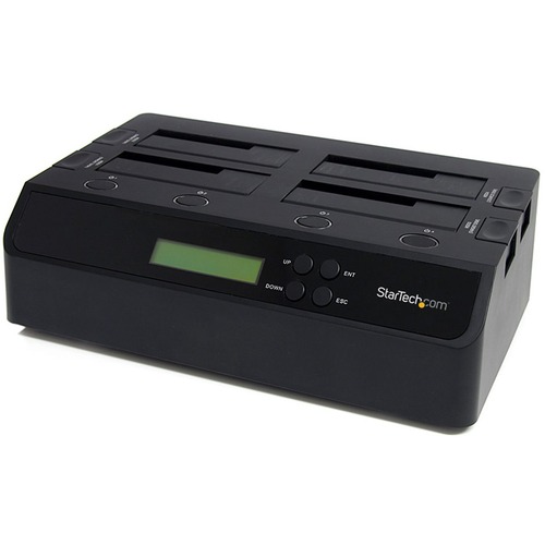4-Bay Hard Drive Duplicator and Eraser, External HDD/SSD Cloner / Copier / Wiper Tool, USB 3.0/eSATA to SATA Docking Station - 4-Bay external hard drive duplicator; Standalone drive cloner / copier, eraser / wiper, or docking station; 4.2 GB/min Sector-by