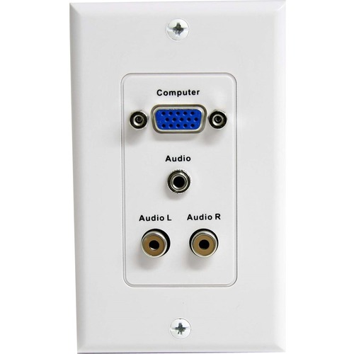 StarTech.com 15-Pin Female VGA Wall Plate with 3.5mm and RCA - White - Add an in-wall VGA port with audio, for a neat, professional quality video installation - VGA wall plate - video wall plate - video wall plate extender - audio wall plate - multimedia 