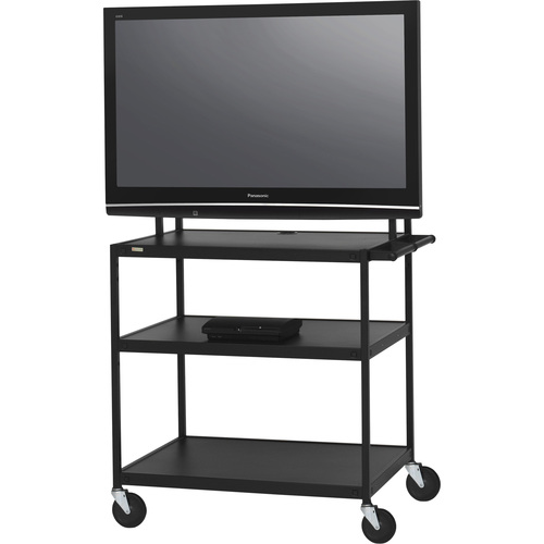 Bretford Basics FP60UL-E5BK Flat Panel Cart - 37" to 52" Screen Support - 100 lb Load Capacity - 3 x Shelf(ves) - 66" Height x 37" Width x 27" Depth - Powder Coated - Steel - Black