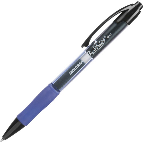 SKILCRAFT Bio-Write Medium Point Gel Pens - Medium Pen Point - 0.7 mm Pen Point Size - Refillable - Retractable - Blue Gel-based Ink - Blue Barrel - 1 Dozen