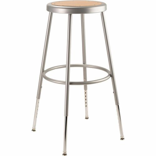 National Public Seating 6200 Series Heavy-Duty Stools - Masonite Seat Color - Masonite Seat Material - Gray Frame Color - Steel Frame Material - Four-legged Base - Gray - 1 Each