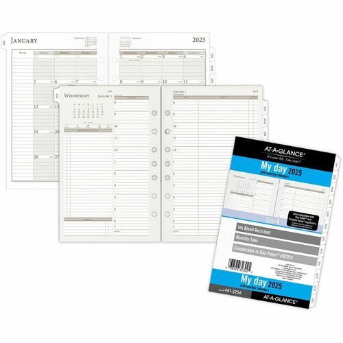 At-A-Glance 2024 Daily Monthly Planner Two Page Per Day Refill, Loose-Leaf, Desk Size - Daily, Monthly - 12 Month - January 2024 - December 2024 - 8:00 AM to 7:00 PM, Hourly - 1 Day Double Page Layout - 5 1/2" x 8 1/2" White Sheet - 7-ring - Desk - White 