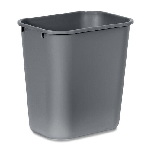 Rubbermaid 2956 Deskside Medium Wastebasket - 26.62 L Capacity - Rectangular - 15" Height x 10.3" Width x 14.4" Depth - Plastic - Gray - 1 Each - Recycling Bins - RUB295600GRAY