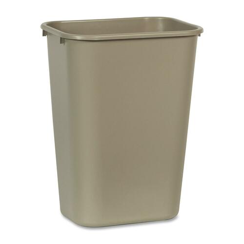 Rubbermaid 2957 Deskside Large Wastebasket - 39.04 L Capacity - Rectangular - 19.9" Height x 11" Width x 15.3" Depth - Plastic - Beige - 1 Each