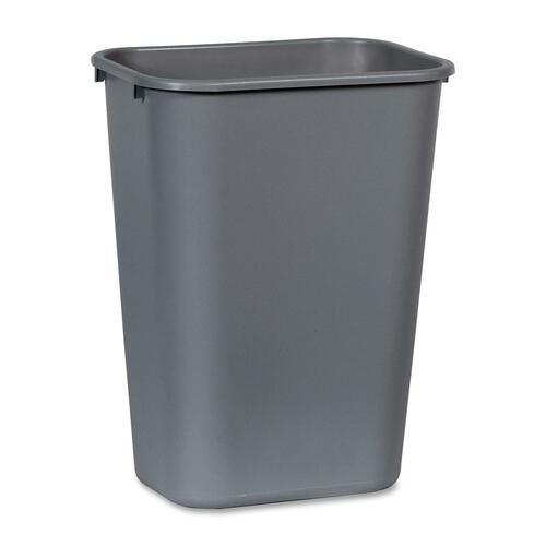 Rubbermaid 2957 Deskside Large Wastebasket - 39.04 L Capacity - Rectangular - 19.9" Height x 11" Width x 15.3" Depth - Plastic - Gray - 1 Each - Recycling Bins - RUB295700GRAY