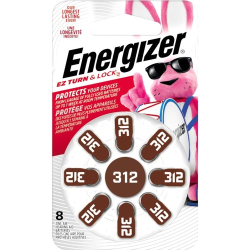 Energizer AZ312DP Coin Cell Hearing Aid Battery - For Hearing Aid - 1.4 V DC - 8 / Pack - Calculator & Watch Batteries - EVEAZ312DP8