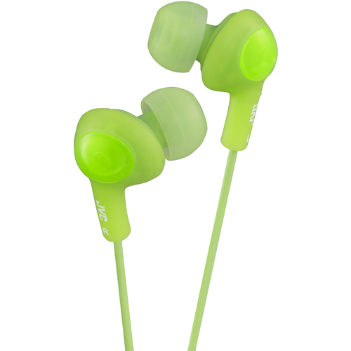JVC Gumy Plus HA-FX5-G Earphone - Stereo - Mini-phone (3.5mm) - Wired - 16 Ohm - 10 Hz to 20 kHz - Gold Plated Connector - Earbud - Binaural - Open - 3.28 ft Cable - Green