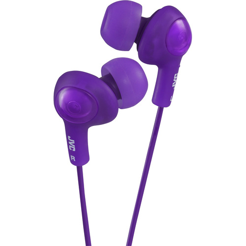JVC Gumy Plus HA-FX5-V Earphone - Stereo - Mini-phone (3.5mm) - Wired - 16 Ohm - 10 Hz to 20 kHz - Gold Plated Connector - Earbud - Binaural - Open - 3.28 ft Cable - Violet