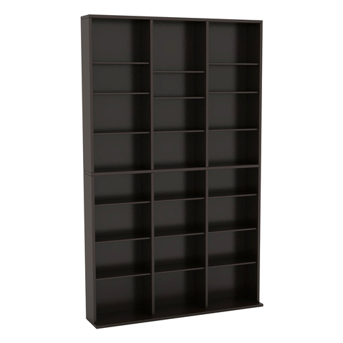 Atlantic Oskar Media Tower - 37.2" x 7.1" x 60.4" - 27 x Shelf(ves) - Durable - Espresso - Polyvinyl Chloride (PVC) - MDF - Assembly Required