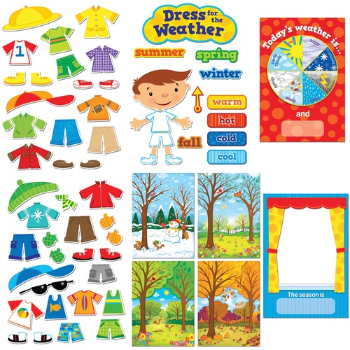 Creative Teaching Press Dress for the Weather Bulletin Board Set - Theme/Subject: Fun - Skill Learning: Weather, Season, Dressing - 57 Pieces - Bulletin Board Sets - CTC1640