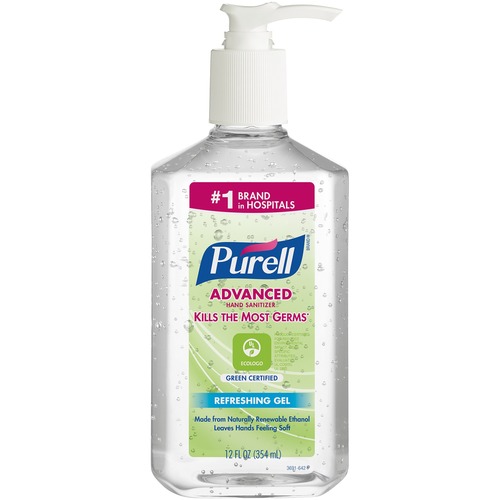PURELL® Hand Sanitizer Gel - Fragrance-free Scent - 12 fl oz (354.9 mL) - Pump Bottle Dispenser - Kill Germs - Clear - 1 Each
