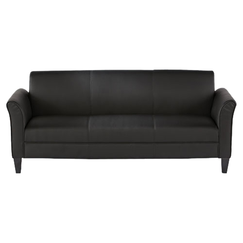 Alera 3-Cushion Sofa - 22" Seat Width - Wood Black Frame - 77" x 31.5" x 32" Overall Dimension - Bonded Leather Black Seat - Bonded Leather Back