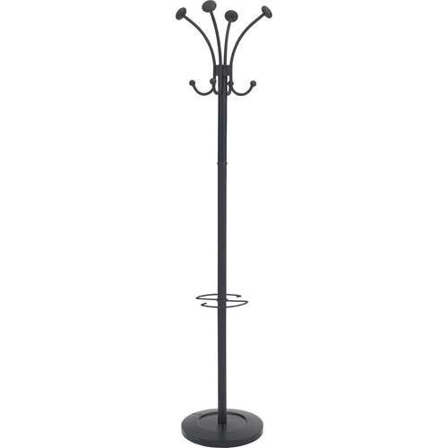 Alba Four Double Peg Coat Stand - 8 Pegs - for Coat, Clothes - Black - 1 Each