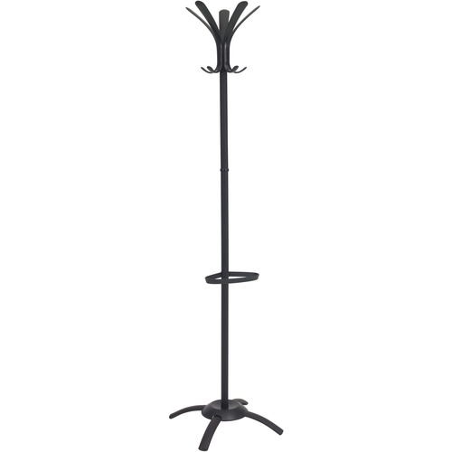 Metal Standing Coat Rack – 12 Hooks, 4 Shelves – Modern Garment Stand – Black/White/Pink/Blue