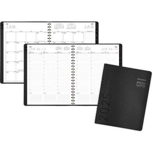 At-A-Glance Contemporary Planner - Large Size - Julian Dates - Weekly, Monthly - 1 Year - January 2024 - December 2024 - 8:00 AM to 5:30 PM - Half-hourly - 1 Week, 1 Month Double Page Layout - 8 1/4" x 10 7/8" White Sheet - Wire Bound - Charcoal Gray - Si