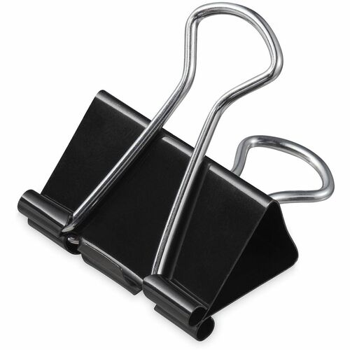 Universal Binder Clip - Mini - 0.6" Width - 0.25" Size Capacity - for Paper, School, Home, Binder, Binding - Sturdy, Foldable Handle, Removable Handle - Black, Silver - Steel Wire - 12 / Box