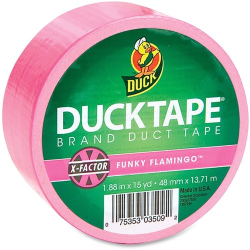 Duck X-Factor Funky Flamingo Duct Tape - 15 yd (13.7 m) Length x 1.88" (47.8 mm) Width - 1 Each - Neon Pink = DUC1265016