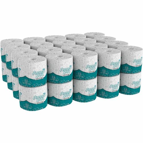 Angel Soft Professional Series Embossed Toilet Paper - 2 Ply - 4" x 4.05" - 450 Sheets/Roll - White - Fiber - 40 / Carton