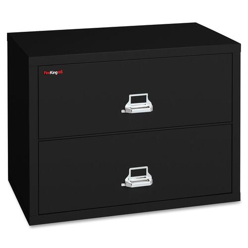 FireKing 2-3122-C File Cabinet - 2-Drawer - 31.2" x 22.1" x 27.8" - 2 x Drawer(s) for File - Lateral - Drawer Suspension, Recessed Handle, Key Lock, Fire Proof, Scratch Resistant - Black, Chrome - Powder Coated - Steel