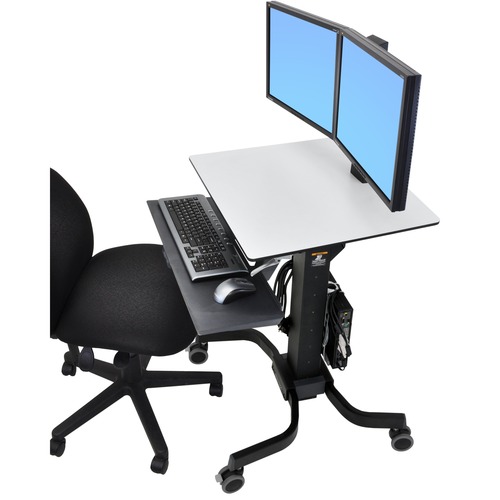 Ergotron WorkFit-C Dual Sit-Stand Workstation - Up to 22" Screen Support - 12.70 kg Load Capacity - 23.90" (607.06 mm) Width x 22.80" (579.12 mm) Depth - Powder Coated - Steel, Plastic - Black, Gray