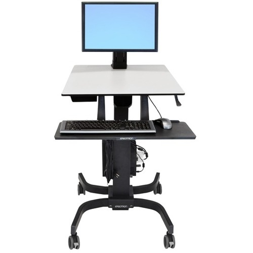 Ergotron WorkFit-C Single LD Sit-Stand Workstation - Up to 24" Screen Support - 7.30 kg Load Capacity - 23.90" (607.06 mm) Width x 22.80" (579.12 mm) Depth - Powder Coated - Plastic, Steel - Gray, Black - Workstations/Computer Desks - ERG24215085