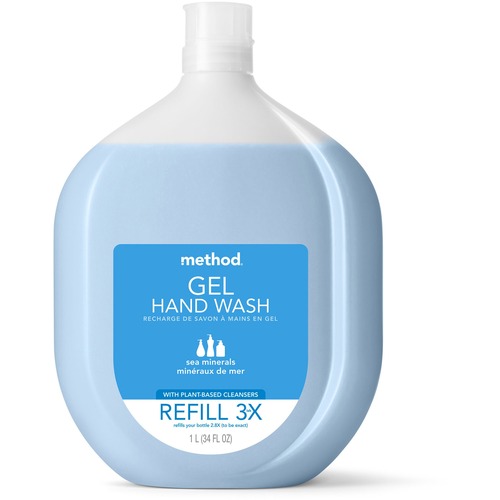 Method Gel Hand Soap Refill - Sea Mineral ScentFor - 33.8 fl oz (1000 mL) - Hand - Light Blue - Triclosan-free, Paraben-free, Phthalate-free - 1 Each