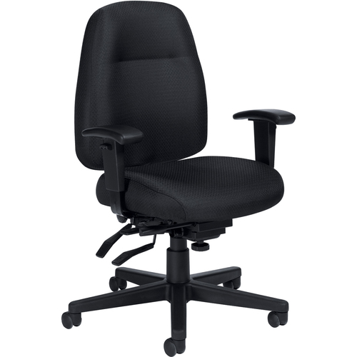 Global Full-Time Medium Back Multi Tilter Management Chair - Black Polyester Seat - 1 Each
