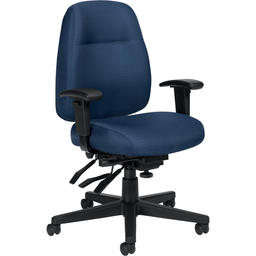 Global Full-Time Medium Back Multi Tilter Management Chair - Navy Polyester Seat - 1 Each
